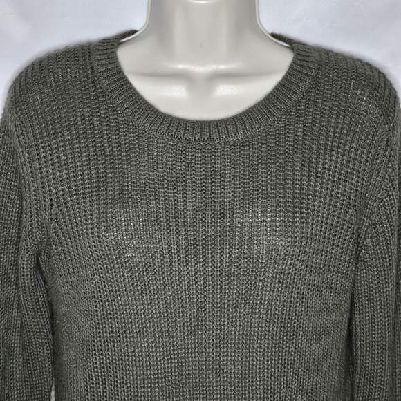 Womens Forever 21 Olive Army Green Crew Pullover Side Slit Tunic Sweater Size S - Picture 2 of 9